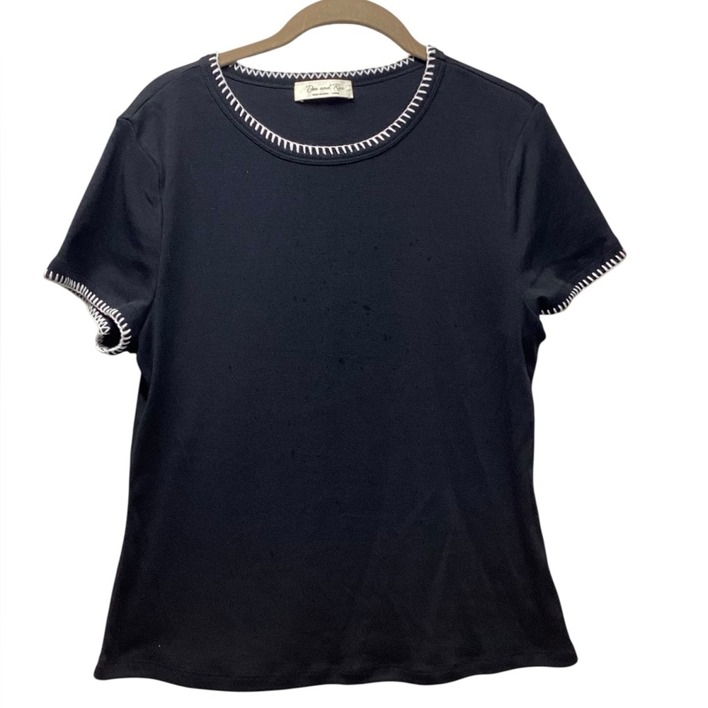 Doe and Rae black Coastal contrast stitch knit top black size Large
